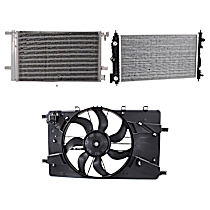 3-Piece Kit A/C Condenser, includes (1) A/C Condenser, (1) Cooling Fan Assembly and (1) Radiator, 2.4L Eng., 4 Cyl.