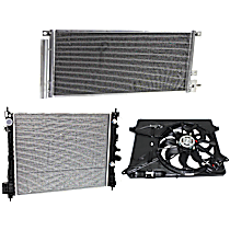 3-Piece Kit A/C Condenser, 1.4L 4Cyl,  Includes (1) A/C Condenser, (1) Cooling Fan Assembly, and (1) Radiator