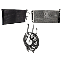 3-Piece Kit A/C Condenser, 5.7L 8Cyl,  Includes (1) A/C Condenser, (1) Cooling Fan Assembly, and (1) Radiator