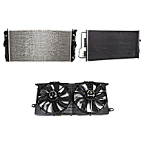 3-Piece Kit A/C Condenser, includes (1) A/C Condenser, (1) Cooling Fan Assembly and (1) Radiator, 3.8L Eng., 6 Cyl.