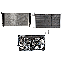 3-Piece Kit A/C Condenser, For Models Without Rear Air Conditioning, 6.0L 8Cyl,  Includes (1) A/C Condenser, (1) Cooling Fan Assembly, and (1) Radiator