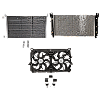 3-Piece Kit A/C Condenser, includes (1) A/C Condenser, (1) Cooling Fan Assembly and (1) Radiator, 4.8L/5.3L/6.0L/6.2L Eng., 8 Cyl.