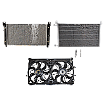 3-Piece Kit A/C Condenser, 8 Cyl 6.2L, includes (1) A/C Condenser, (1) Cooling Fan Assembly, and (1) Radiator