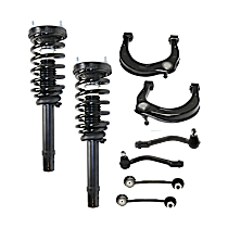 8-Piece Kit Front, Driver and Passenger Side Suspension Kit, Includes (2) Control Arm, (2) Loaded Strut, (2) Sway Bar Link, and (2) Tie Rod End