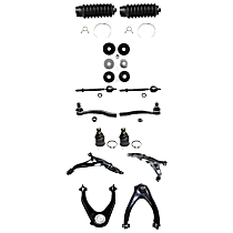 14-Piece Kit Suspension Kit,  Includes (2) Ball Joint, (4) Control Arm, (2) Steering Rack Boot, (2) Strut Mount Bushing, and (4) Tie Rod End
