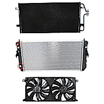 3-Piece Kit A/C Condenser, includes (1) A/C Condenser, (1) Cooling Fan Assembly and (1) Radiator, 4.6L Eng., 8 Cyl.