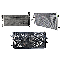 3-Piece Kit A/C Condenser, 3.8L 6Cyl,  Includes (1) A/C Condenser, (1) Cooling Fan Assembly, and (1) Radiator