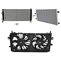 3-Piece Kit A/C Condenser, 3.6L 6Cyl,  Includes (1) A/C Condenser, (1) Cooling Fan Assembly, and (1) Radiator