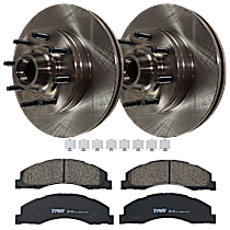4-Piece Kit Front Brake Disc and Pad Kit, Plain Surface, 8 Lugs, Semi-metallic, 5.4L 8Cyl,  Includes (2) Brake Disc and (1) Brake Pad Set
