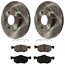 Front Brake Disc and Pad Kit, Plain Surface, 5 Lugs, Ceramic, For Models With Rear Drum Brake