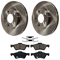 4-Piece Kit Front Brake Disc and Pad Kit, Plain Surface, 5 Lugs, Ceramic, 4WD, Four Wheel Drive, For Models With Rear Drum Brake, Premier, 3.0L 6Cyl,  Includes (2) Brake Disc and (1) Brake Pad Set