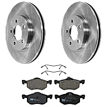 Front Brake Disc and Pad Kit, Plain Surface, 5 Lugs, Ceramic, FWD, For Models With Rear Disc Brake
