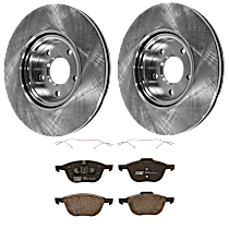 Front Brake Disc and Pad Kit, Plain Surface, 5 Lugs, Semi-Metallic, FWD