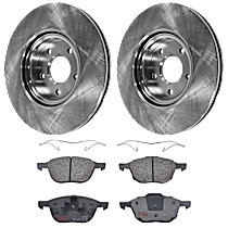 Front Brake Disc and Pad Kit, Plain Surface, 5 Lugs, Semi-Metallic, FWD