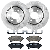 4-Piece Kit Front Brake Disc and Pad Kit, Plain Surface, 6 Lugs, Ceramic, 3.9L 6Cyl,  Includes (2) Brake Disc and (1) Brake Pad Set