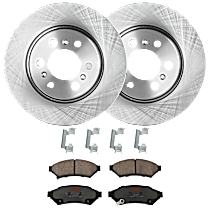 Front Brake Disc and Pad Kit, Plain Surface 6 Lugs Ceramic
