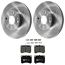 Front Brake Disc and Pad Kit, Plain Surface, 4 Lugs, Semi-Metallic