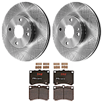 Front Brake Disc and Pad Kit, Plain Surface, 4 Lugs, Semi-Metallic