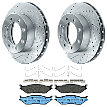 KIT-072924-1406 Front Brake Disc and Pad Kit, Cross-drilled and Slotted 8 Lugs Semi-metallic