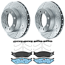 KIT-072924-1407 Front Brake Disc and Pad Kit, Cross-drilled and Slotted 8 Lugs Semi-metallic