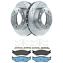KIT-072924-1409 Front Brake Disc and Pad Kit, Cross-drilled and Slotted 8 Lugs Semi-metallic