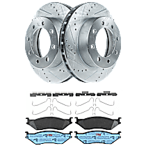 KIT-072924-1410 Front Brake Disc and Pad Kit, Cross-drilled and Slotted 8 Lugs Semi-metallic