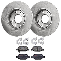 4-Piece Kit Rear Brake Disc and Pad Kit, Plain Surface, 4 Lugs, Semi-metallic, 1.4L 4Cyl,  Includes (2) Brake Disc and (1) Brake Pad Set