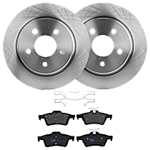 Rear Brake Disc and Pad Kit, Plain Surface, 5 Lugs, Semi-Metallic