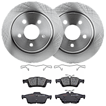 Rear Brake Disc and Pad Kit, Plain Surface, 5 Lugs, Semi-Metallic