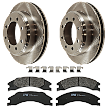 Rear Brake Disc and Pad Kit, Plain Surface 8 Lugs Semi-metallic