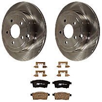 4-Piece Kit Rear Brake Disc and Pad Kit, Plain Surface, 5 Lugs, Ceramic,  Includes (2) Brake Disc and (1) Brake Pad Set