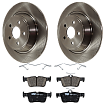 Rear Brake Disc and Pad Kit, Plain Surface 5 Lugs Ceramic