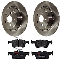 Rear Brake Disc and Pad Kit, Plain Surface 5 Lugs Ceramic