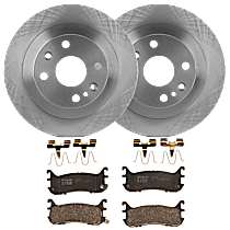 Rear Brake Disc and Pad Kit, Plain Surface, 4 Lugs, Semi-Metallic, For Models With Rear Disc Brake