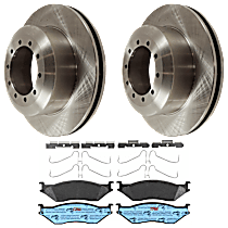 KIT-072924-1709 Rear Brake Disc and Pad Kit, Plain Surface 10 Lugs Semi-metallic