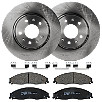 Front Brake Disc and Pad Kit, Plain Surface 5 Lugs Ceramic