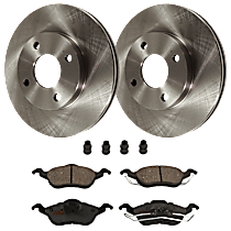 4-Piece Kit Front Brake Disc and Pad Kit, Plain Surface, 4 Lugs, Semi-metallic, For Models With Rear Disc Brake, 2.3L 4Cyl,  Includes (2) Brake Disc and (1) Brake Pad Set