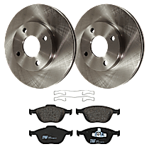 4-Piece Kit Front Brake Disc and Pad Kit, Plain Surface, 4 Lugs, Semi-metallic, For Models With Rear Disc Brake, 2.0L 4Cyl,  Includes (2) Brake Disc and (1) Brake Pad Set