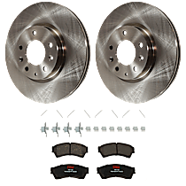 4-Piece Kit Front Brake Disc and Pad Kit, Plain Surface, 5 Lugs, Ceramic, 3.0L 6Cyl,  Includes (2) Brake Disc and (1) Brake Pad Set