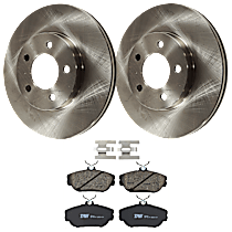 Front Brake Disc and Pad Kit, Plain Surface, 5 Lugs, Ceramic