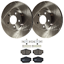 4-Piece Kit Front Brake Disc and Pad Kit, Plain Surface, 5 Lugs, Ceramic, 3.0L 6Cyl,  Includes (2) Brake Disc and (1) Brake Pad Set