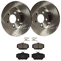 4-Piece Kit Front Brake Disc and Pad Kit, Plain Surface, 5 Lugs, Ceramic, 3.0L 6Cyl,  Includes (2) Brake Disc and (1) Brake Pad Set