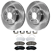 Front Brake Disc and Pad Kit, Plain Surface, 5 Lugs, Ceramic, AWD, All Wheel Drive
