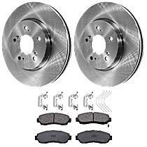 Front Brake Disc and Pad Kit, Plain Surface, 5 Lugs, Ceramic, AWD, All Wheel Drive