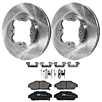 4-Piece Kit Front Brake Disc and Pad Kit, Plain Surface, 4 Lugs, Ceramic, Coupe, LX, 2.2L 4Cyl,  Includes (2) Brake Disc and (1) Brake Pad Set