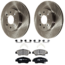 4-Piece Kit Front Brake Disc and Pad Kit, Plain Surface, 4 Lugs, Ceramic, EX-L, 1.5L 4Cyl,  Includes (2) Brake Disc and (1) Brake Pad Set