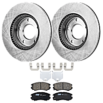 4-Piece Kit Front Brake Disc and Pad Kit, Plain Surface, 5 Lugs, Ceramic, 2.4L 4Cyl,  Includes (2) Brake Disc and (1) Brake Pad Set