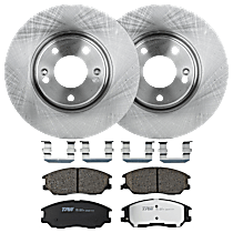 Front Brake Disc and Pad Kit, Plain Surface, 5 Lugs, Ceramic