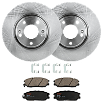 Front Brake Disc and Pad Kit, Plain Surface, 5 Lugs, Ceramic