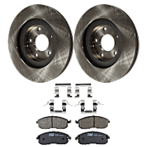 4-Piece Kit Front Brake Disc and Pad Kit, Plain Surface, 5 Lugs, Ceramic, 2.5L 4Cyl,  Includes (2) Brake Disc and (1) Brake Pad Set